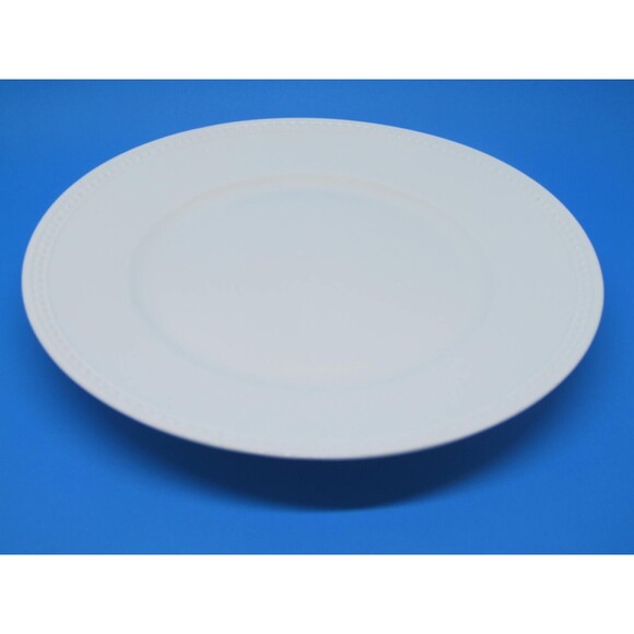 222 Fifth Laila White With Embossed Dots On Rim 11" Dinner Plate  GUC - Picture 7 of 9